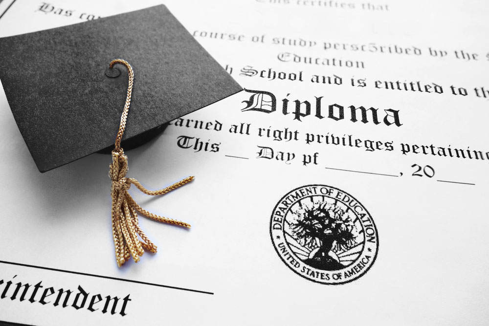 Diploma with blank fields that can be easily forged
